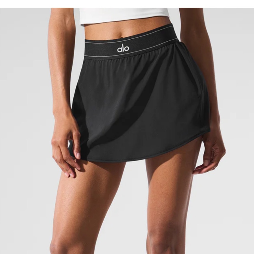Alo Match Point Black Tennis Skirt, XS